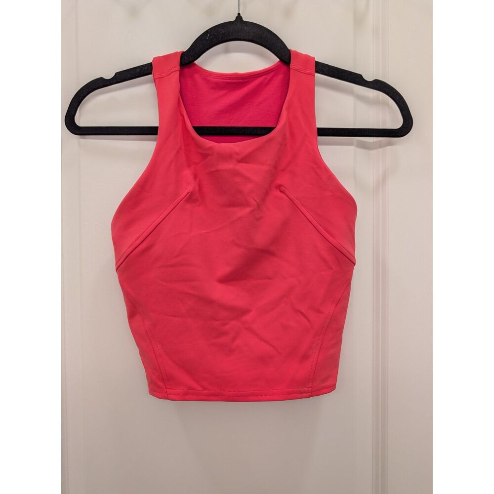 Lululemon Energy Bra Long Line Size 4 Pink High Neck Crop Tank